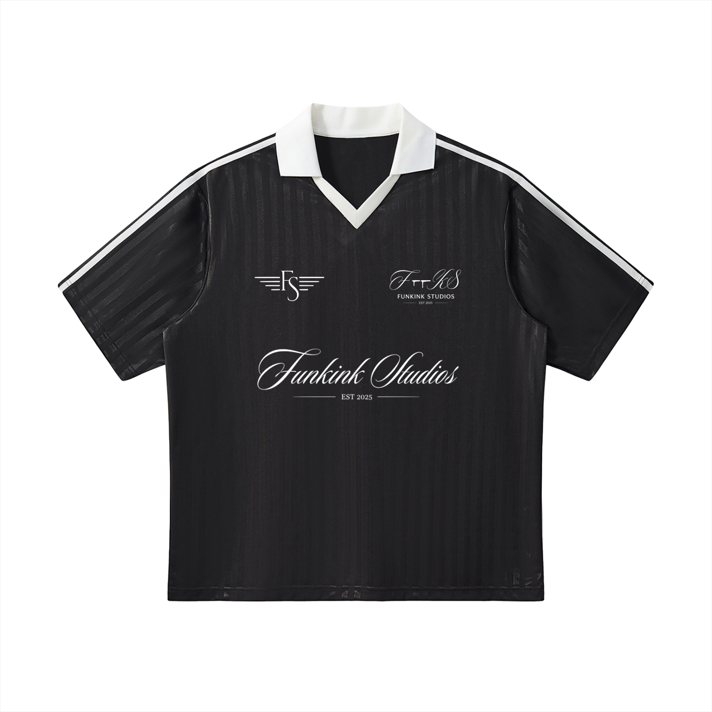 STRIPED SOCCER JERSEY - BLACK