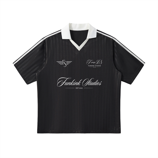 STRIPED SOCCER JERSEY - BLACK