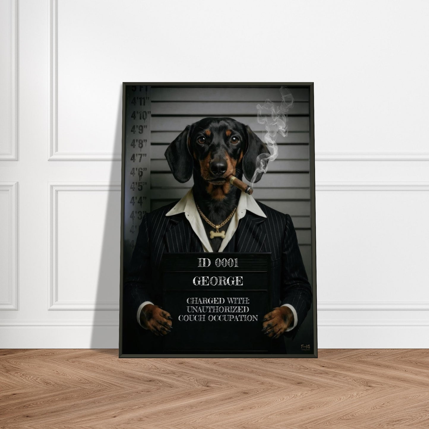 DACHSHUND MUGSHOT - BLACK TAN - PERSONALISED