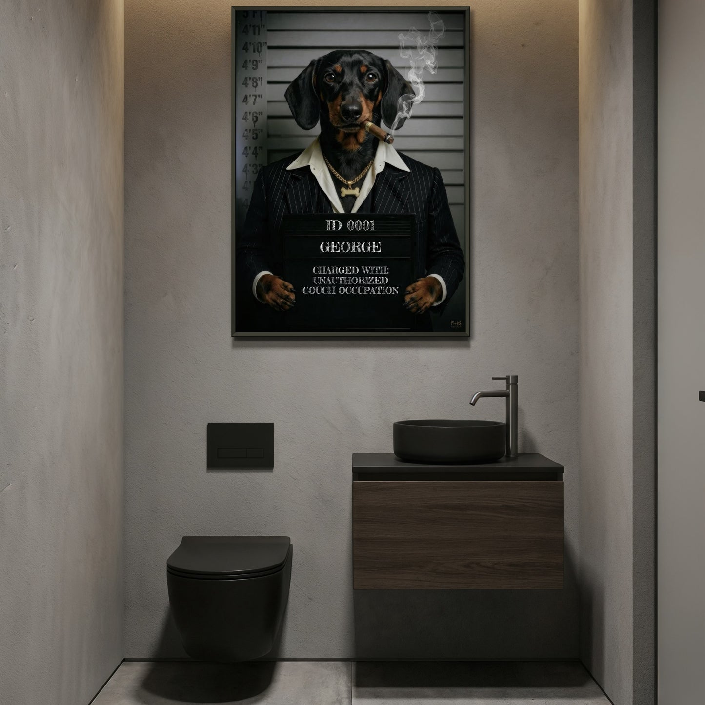 DACHSHUND MUGSHOT - BLACK TAN - PERSONALISED