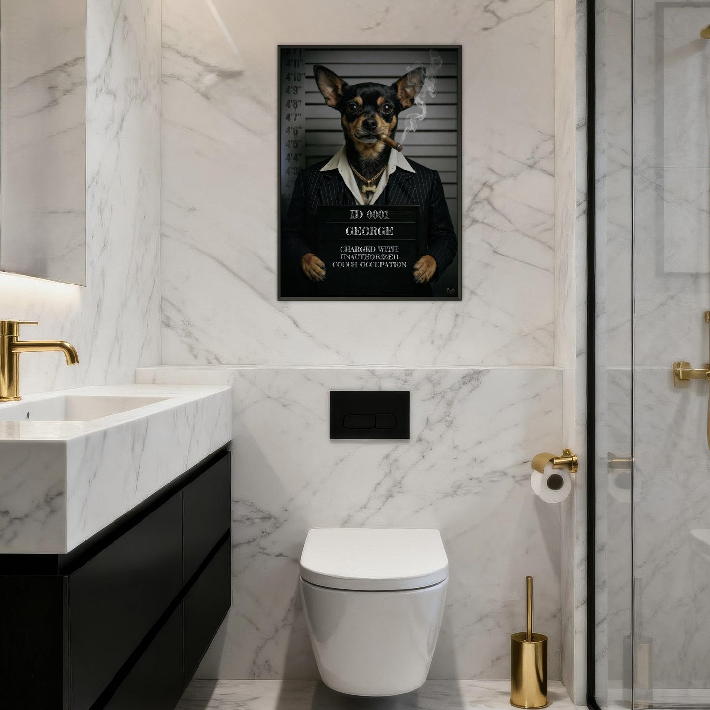 CHIHUAHUA MUGSHOT - BLACK TAN - PERSONALISED
