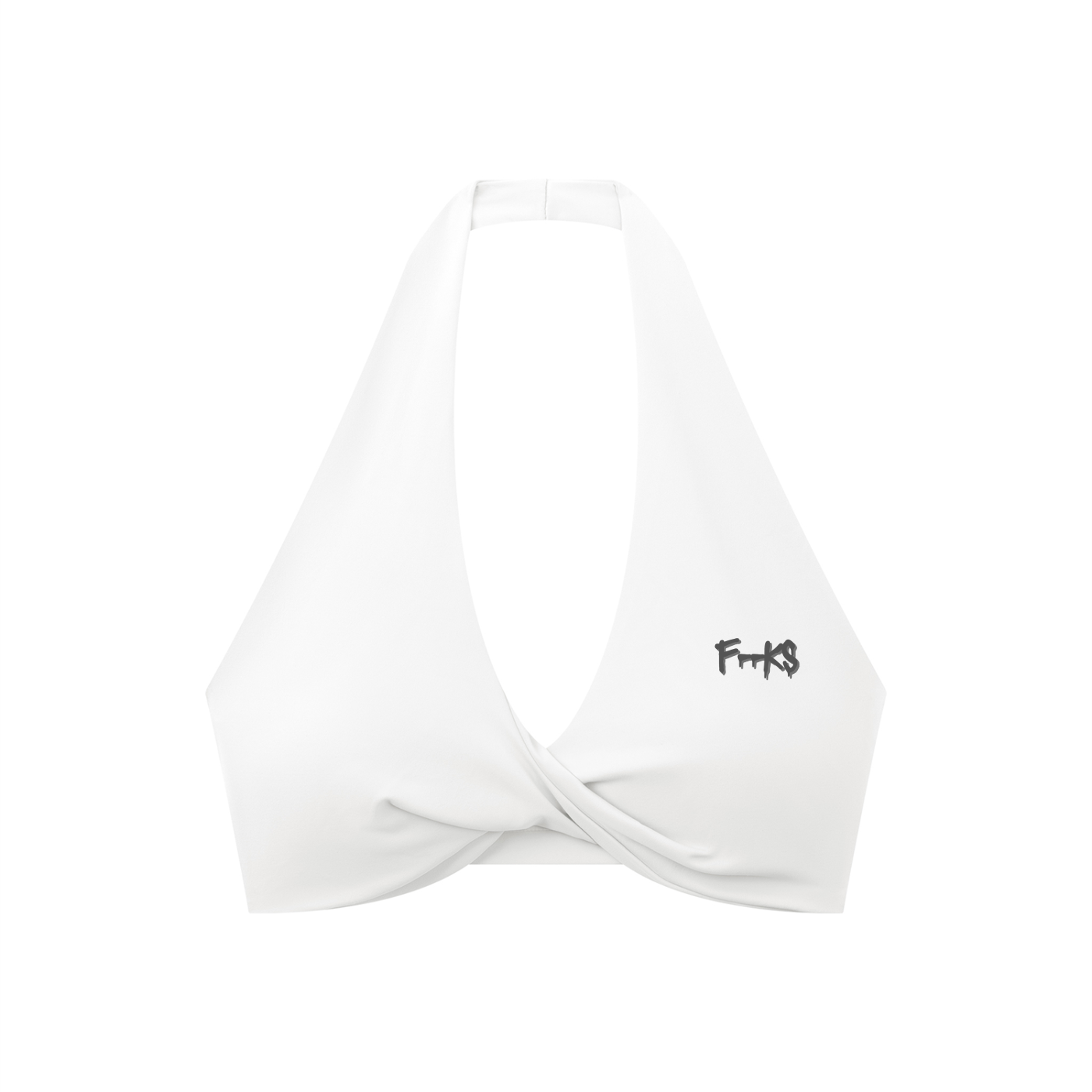 TWISTED HALTER SPORTS BRA - BLACK / WHITE