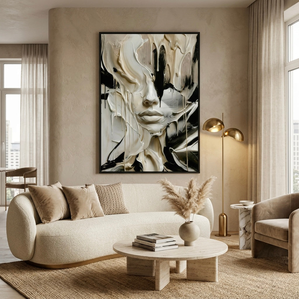 MELTING FACE - BLACK EDITION - Limited Edition Float Frame Canvas