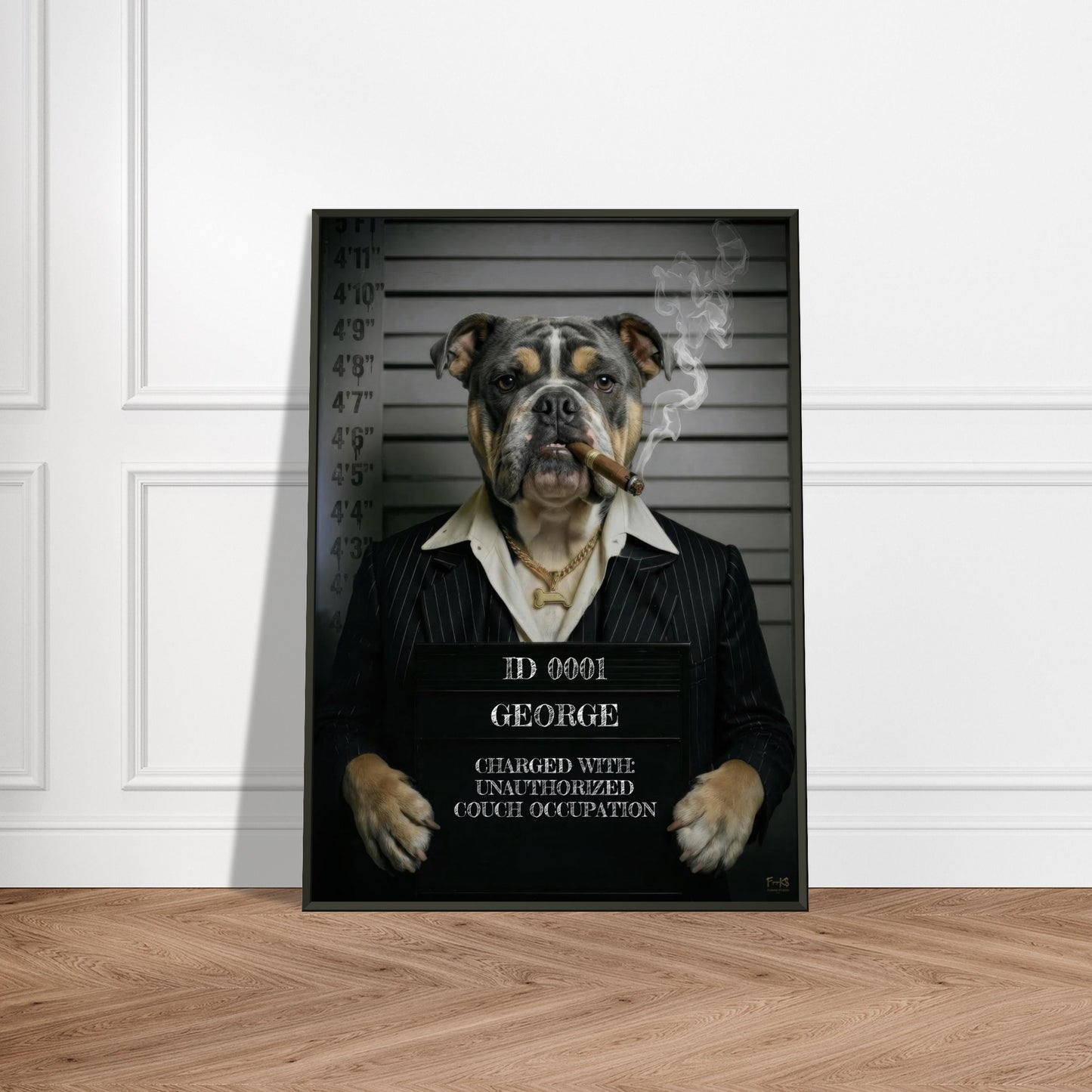 ENGLISH BULLDOG MUGSHOT - BLUE TAN - PERSONALISED
