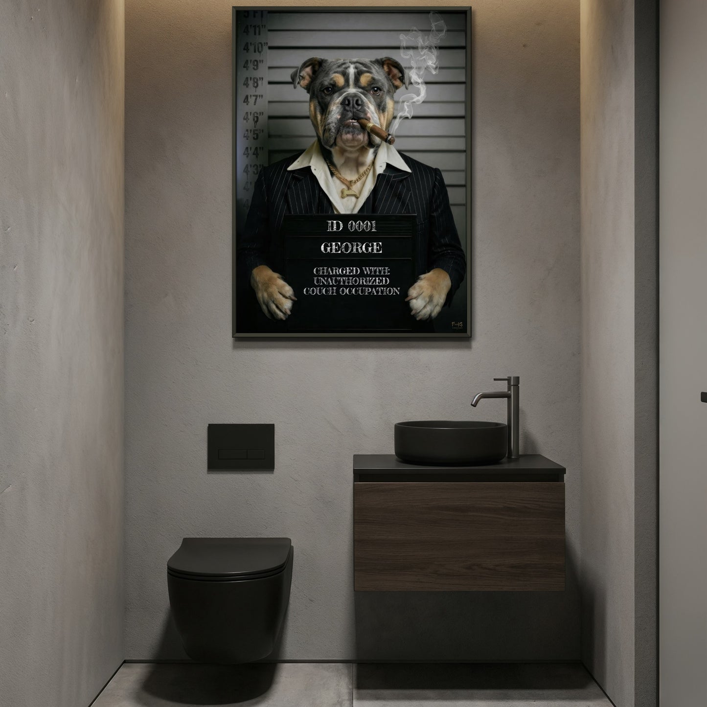 ENGLISH BULLDOG MUGSHOT - BLUE TAN - PERSONALISED
