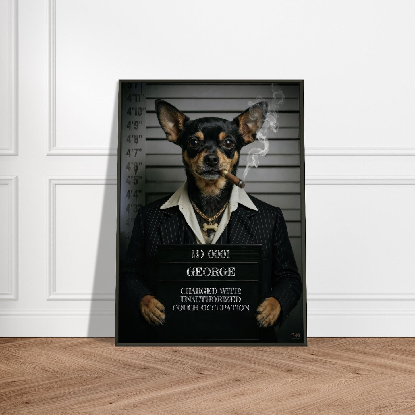 CHIHUAHUA MUGSHOT - BLACK TAN - PERSONALISED